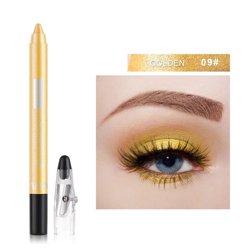 Shimmer Eyeshadow Stick with Sharpener, Long-Lasting Pearl Eyeshadow Pen, Waterproof Eye Makeup