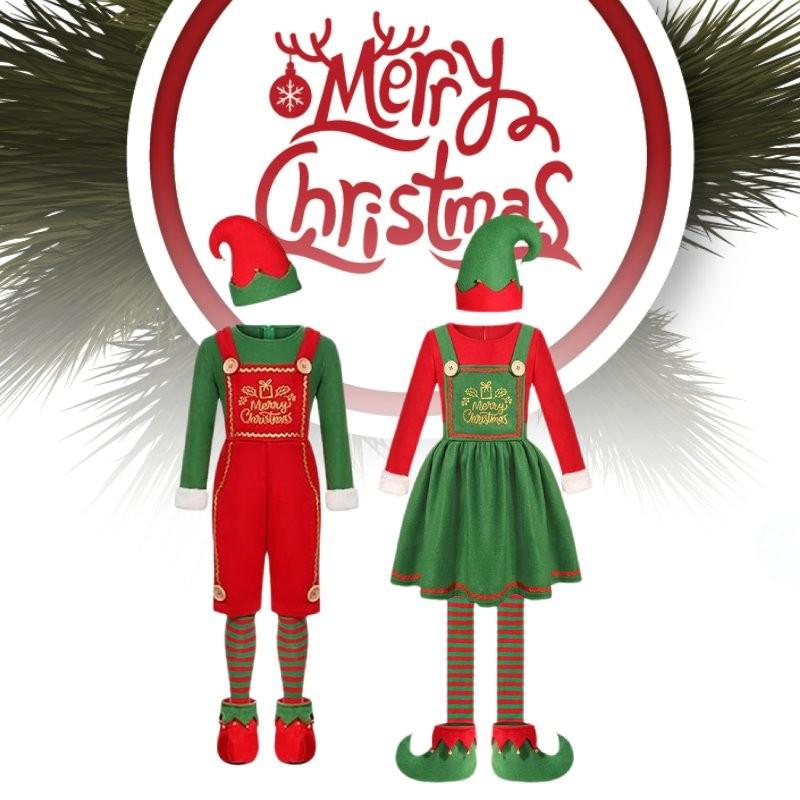 Comfortable And Stylish Christmas Elf Costume For Kids In Festive Red And Green Colors
