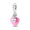 Charm Genuine Copper Plated Luminous Beads Pink Heart Pendants Bead Fits Bracelets DoItYourself Gifts Women Delicate Jewellery