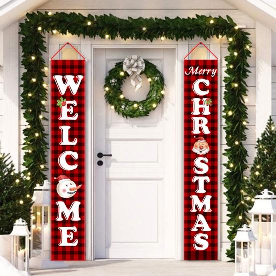 1 paar eenvoudige installatie decoratieve praktische prachtige kerstthema voordeur hangende banner couplet
