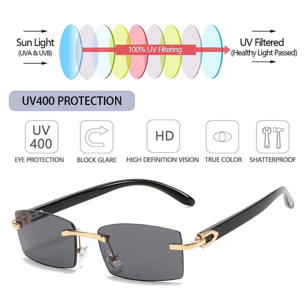 Eyewear Gradient Driving Sun Glasses Rimless Rectangle Sunglasses Punk Sunglasses Fashion Shades