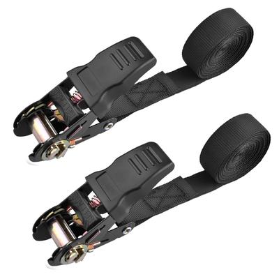 TRIWONDER Ratchet Tie Down Straps (04 Black (25mm) - 2 Straps, 2m)