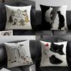 Funda de almohada de gato de peluche de dibujos animados lindos Fundas de cojín de lino Para sofá decorativo Funda de almohadas para el hogar Fundas de almohadas para asiento de coche