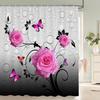 Pink Roses Flowers And Butterflies Shower Curtain Print Modern Nordic Minimalist Polyster Home Decor Bathroom Curtain With Hooks