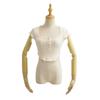 American Style Slim Fit U-Neck Buttoned Waffle Knit Crop Top for Women