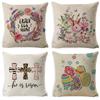 Easter Cartoon Bunny Egg Linen Pillow Case Home Pillow Living Room Sofa Pillow Bedside Backrest