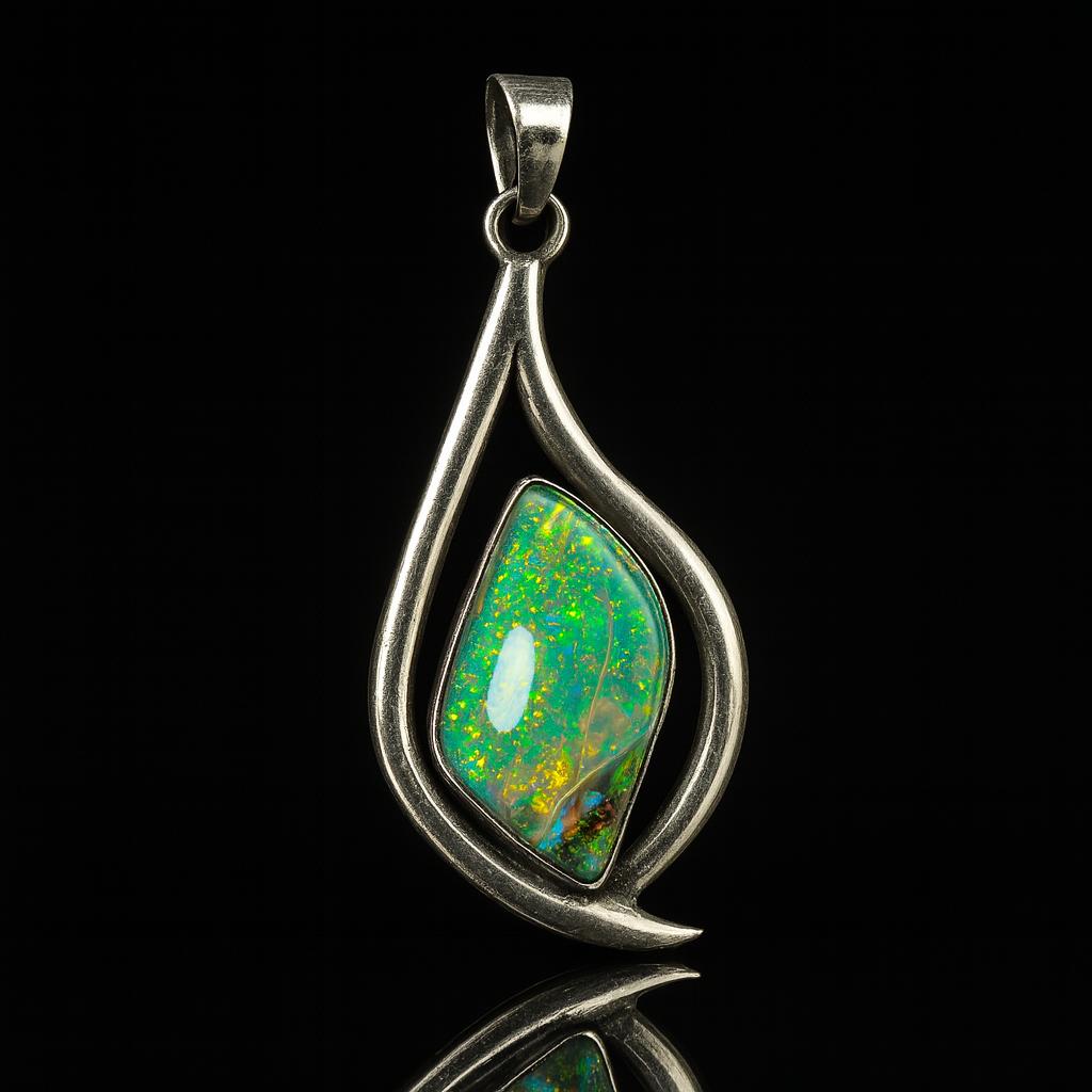 Natural Opal Pendant Australian 39.75 ct 925 Sterling Silver Fancy October Birthday Birthstone