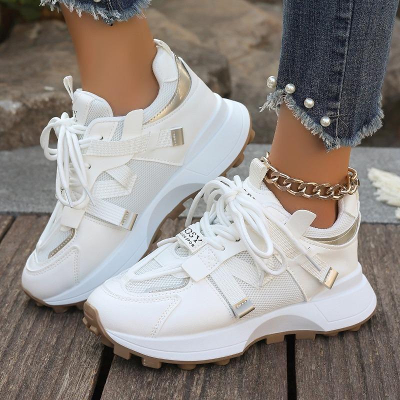 Comfortable Low Top Lace Up Women Sneakers  New Women Breathable Platform Sneakers Outdoor Casual Shoes