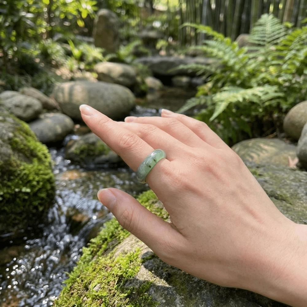 Persönlichkeit Elegante Kristallstein Bandringe Obsidianstein Natürlicher Kristall Minimalistischer Ring Massives Design Allround-Schmuck Geschenk