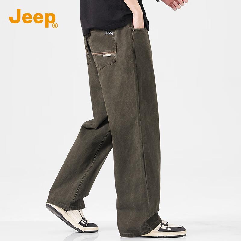 JEEP Men's 2025 Summer Loose Fit Straight Wide-Leg Casual Pants
