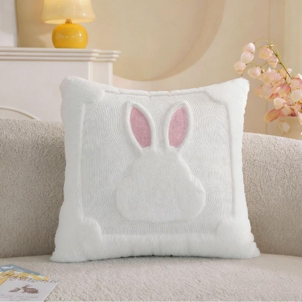 Cushion Cover Cartoon Easter Bunny Pillow Cover Soft Decorative Pillow Covers Cozy Rabbit Pattern Pillowcase Gifts