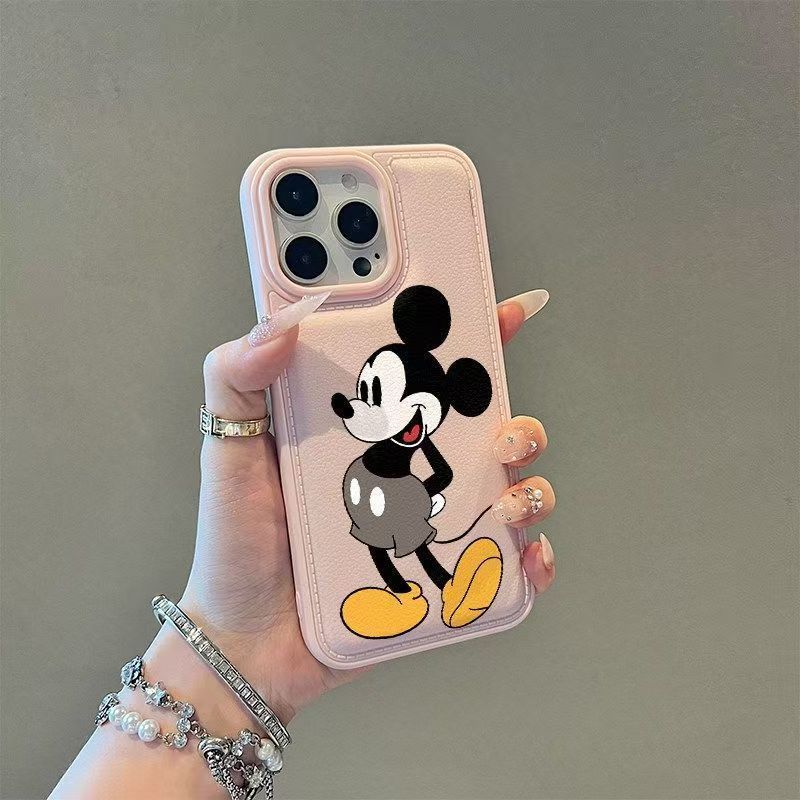 Couple Mickey Minnie Suitable for Apple 17 Mobile Phone Case iPhone16 Drum Bag 15 Leather Pattern 13Pro Anti-drop 12
