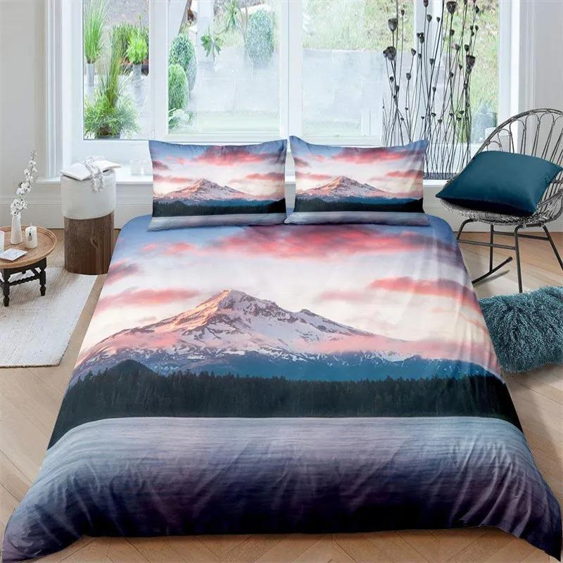 Snow Mountain Soft Duvet Cover Set Natural Lpluscape Warm Comforter Cover Microfiber Dream Waterfal Beding Set Twin King for Young Girls Ten