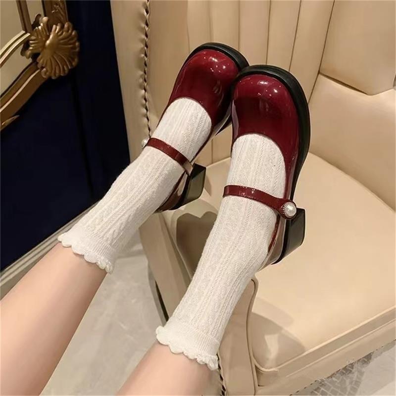 Pantofi Mary Jane retro francezi toamnă noi pantofi casual pantofi simpli pantofi cu platformă pantofi cu toc înalt cap rotund toc gros pantofi mici din piele
