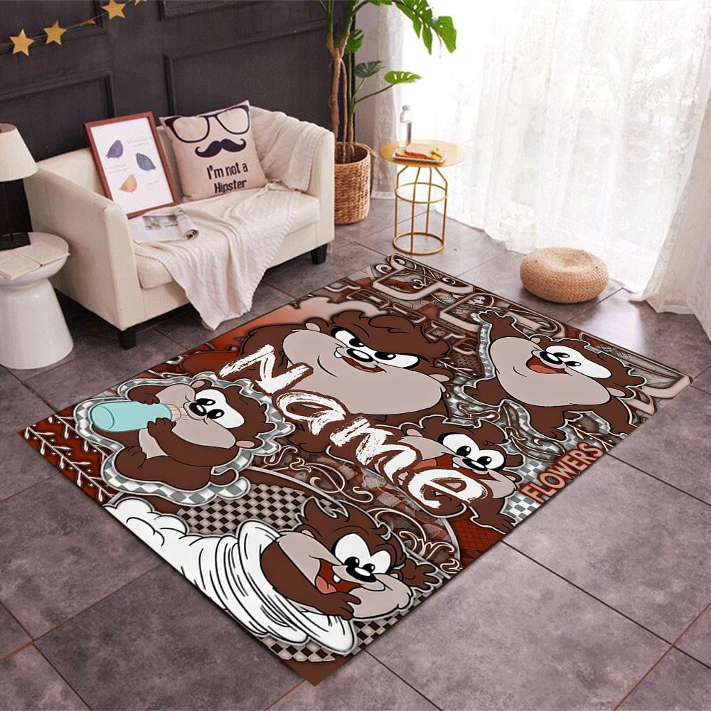 Looney Tunes: Name Frames Customize Text Floor Rug Office Rug Suitable for Dining Room Living Rooms Outdoor Kitchen Anti-slip Rug Office Home Decor