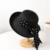 Straw Hat Women'S Summer Sunscreen Big Eaves Hat Front Upturned Elegant Sun Hat Polka Dot Bow Outdoor Beach Hat