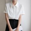 New Arrivals Open Run Women Chiffon Short Sleeve Blouse Ivory