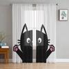 Schwarze Katze Chiffon Gardinen für Wohnzimmer Schlafzimmer Dekoration Fenster Tüll Vorhänge Vorhänge