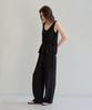 THEELO Airy Linen Blend Elastic Waist Pants (Black)