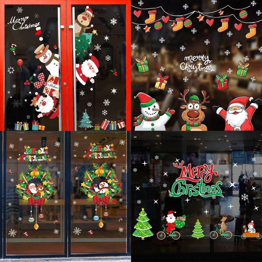 Levendige Kerst Muur Raam Sticker Set met Kerstman Voor Feestelijke Huisdecoratie