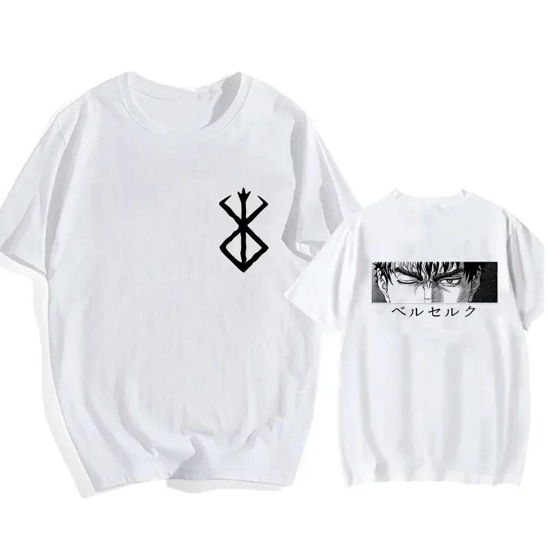 Nadměrná velikost Japonské anime Harajuku Berserk Guts Potisk očí Vtipné tričko Grafické tričko Manga Streetwear Tričko Top Hip Hop Trička