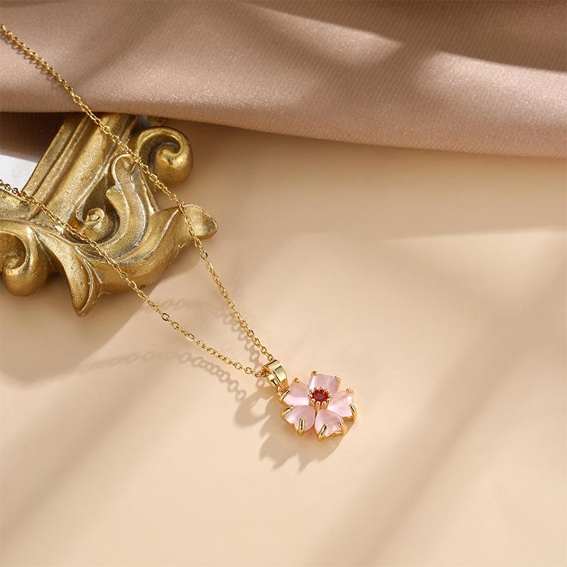 Light Luxury Pink Love Necklace Women'S High Value Versatile Temperament Collarbone Chain Accessories