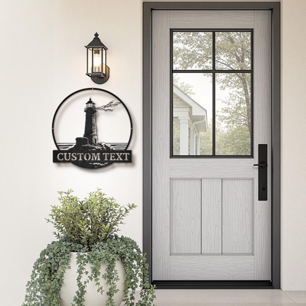 Panneau Phare Métallique Personnalisé, Art Mural Nautique Personnalisé, Décor Intérieur Extérieur pour Maison Côtière