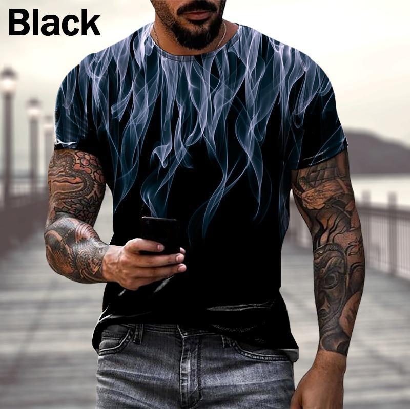Summer Casual Hip Hop Streetwear New 3D Flame Men's T-shirt