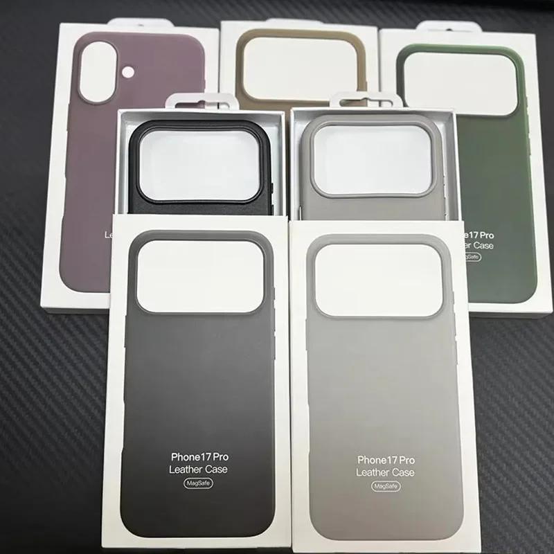 Business for Magsafe Leather Case for IPhone17 Pro Max Air 15 14 13 12 Orginal Case Wireless Charging Cover 16 with Box