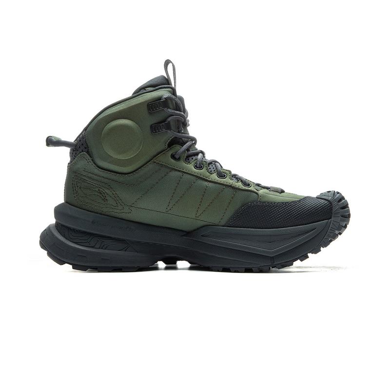Li Ning CF River High Trendy Comfortable Outdoor Non-Slip Wear-Resistant High-Top Hiking Shoes Unisex Hiking Shoes Black Green AHTU015-2