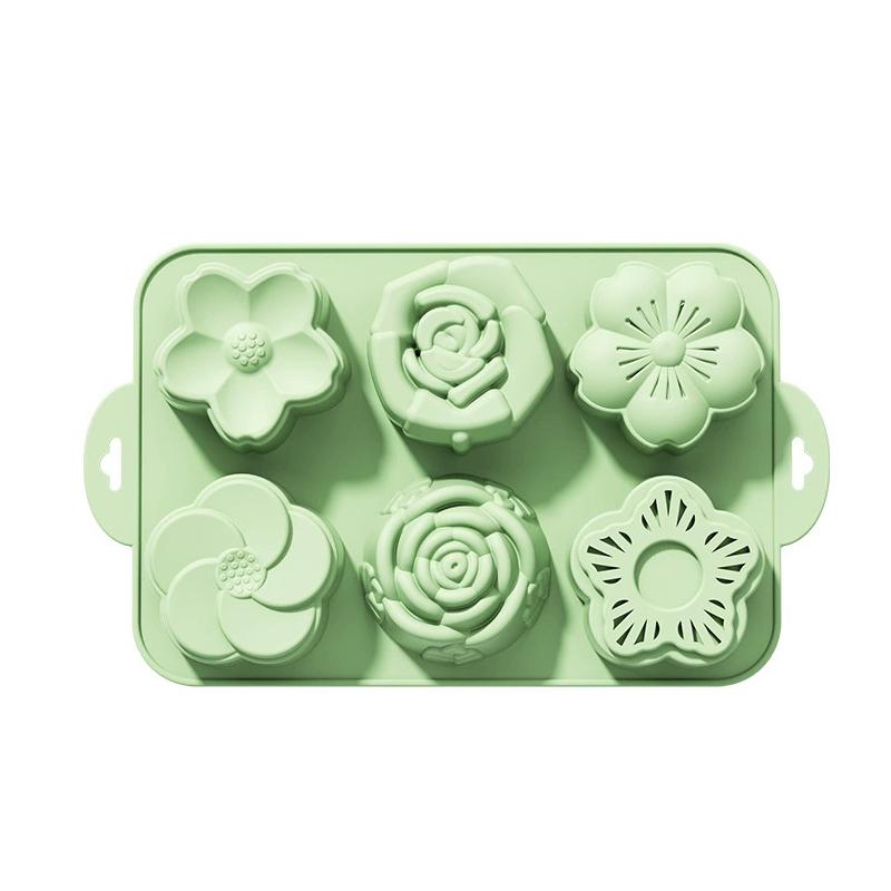 6 Cavity Flower Shape Silicone Molds For Muffin Cupcake Jelly Chocolate Nonstick Baking Tray For Kitchen DIY Baking Projects