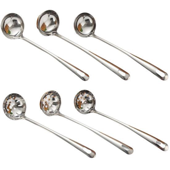 Colander Soup Spoon Anti-scalding Long Handle Thick Stainless Steel Strainer Skimmer Porridge Hot Pot Spoon Cooking Tools