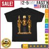 Ägyptische Dreifaltigkeit Goldener Horus Osiris und Isis Statue Vintage T-Shirt Herren Damen