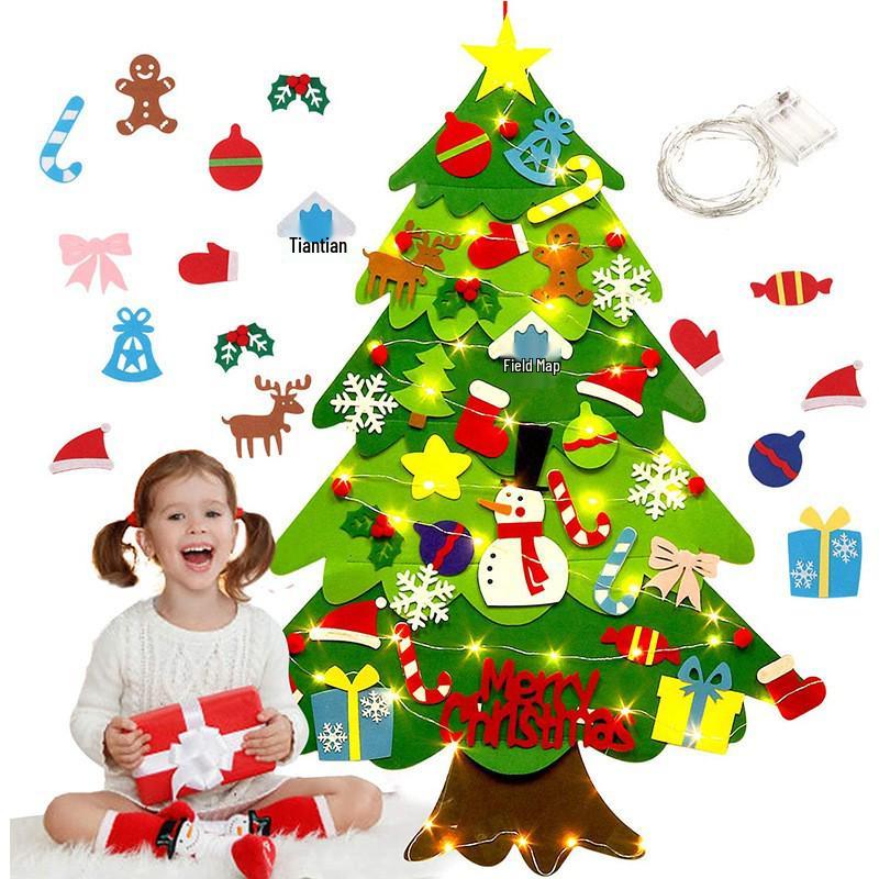 DIY Felt Christmas Tree for Kids - Non-woven Festival Decoration with Wool Pendants
