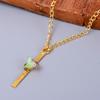 Opale Éthiopienne Naturelle Plaqué Or Électroformé Collier Chaîne de Mariage Bijoux V-79