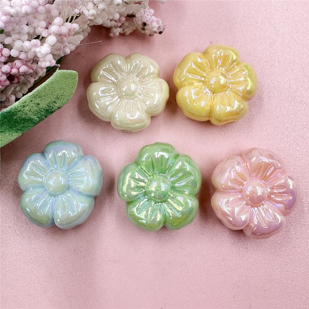 Beaded Materials Plum Blossom UV Color Plating DIY Jewelry Accessories Loose Beads 5pcs Jewelry Acrylic For Bracelet Earring Making Accessories