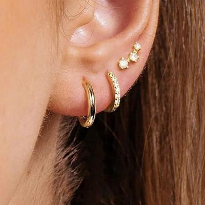 3 Stück/Set Minimalistisches Kristall Goldfarbenes Ohrring-Set Mode Exquisite Zirkon Steckerohrringe Für Damen Tägliches Tragen Schmuck Geschenk 2026