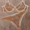French Lace Embroidery Underwear Set for Women Sexy Ultrathin Breathable Push Up Bra Set Luxury Lingerie Romantic Bra and Thongs