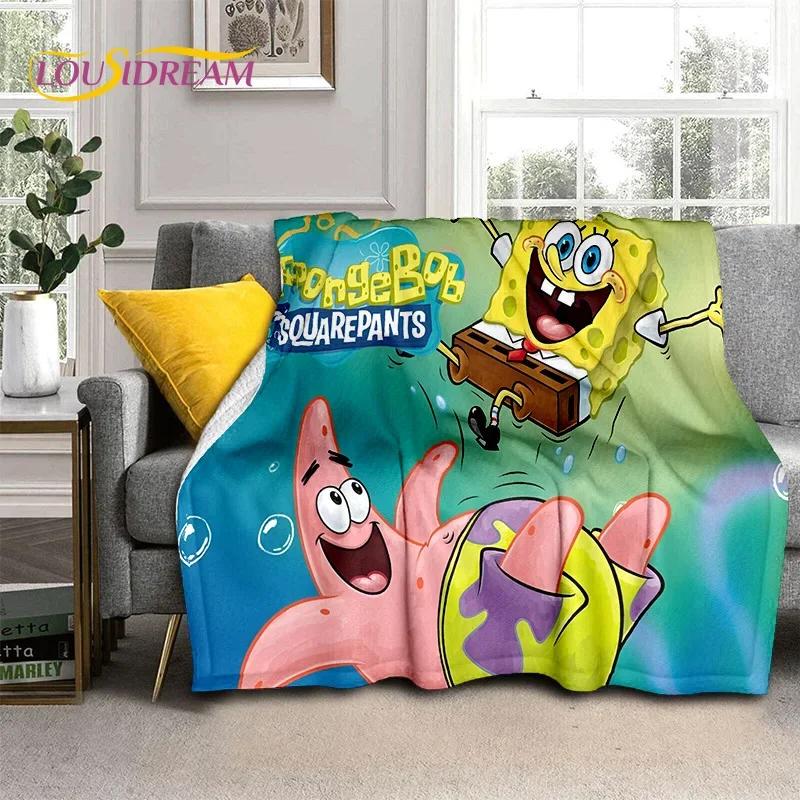 Grappige S-SpongeBob Patrick Ster Cartoon Zachte Flanellen Deken voor Bedden Slaapkamer Bank Picknick, Plaid voor Buiten Recreatie Cadeau