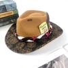 Cowboy Hat Wool Felt Top Hat Western Peacock Feather Print Jazz Hat Four Seasons Hat