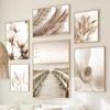 Nordic Beige Flower Grass Canvas Painting Landscape Picture Minimalist Wall Art Poster Scenery Print Modern for Home Room Decor