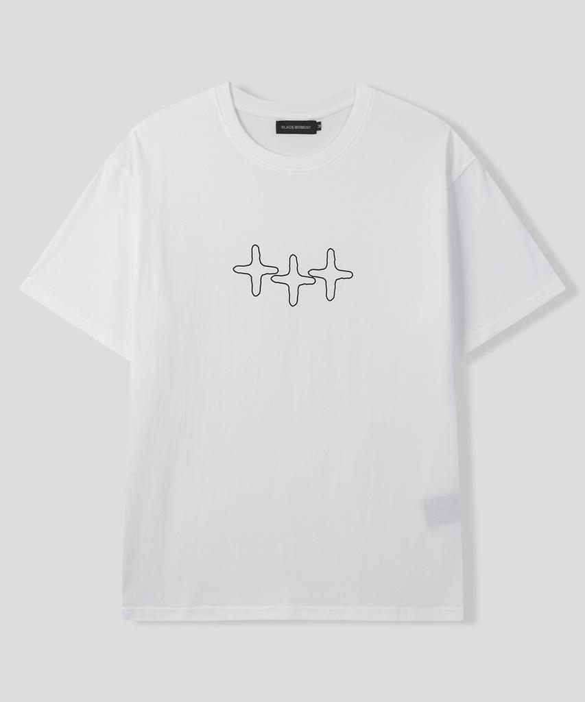 BLACK MOMENT Line Art Graphic Short Sleeve T-Shirt [Black]