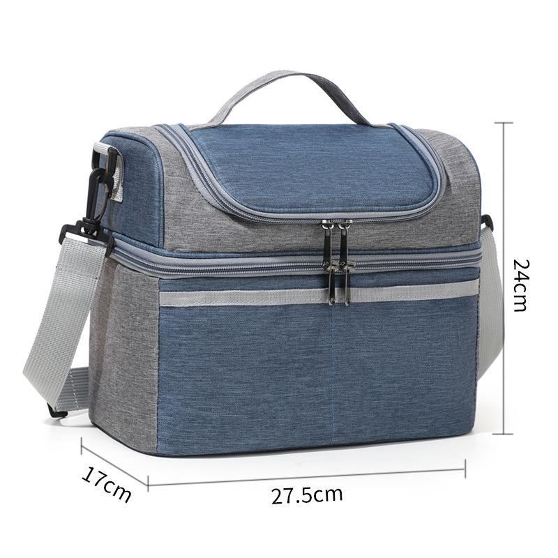 Double-Layer Insulated Lunch Bag - Solid Color, Crossbody Handbag, Portable Lunch Box