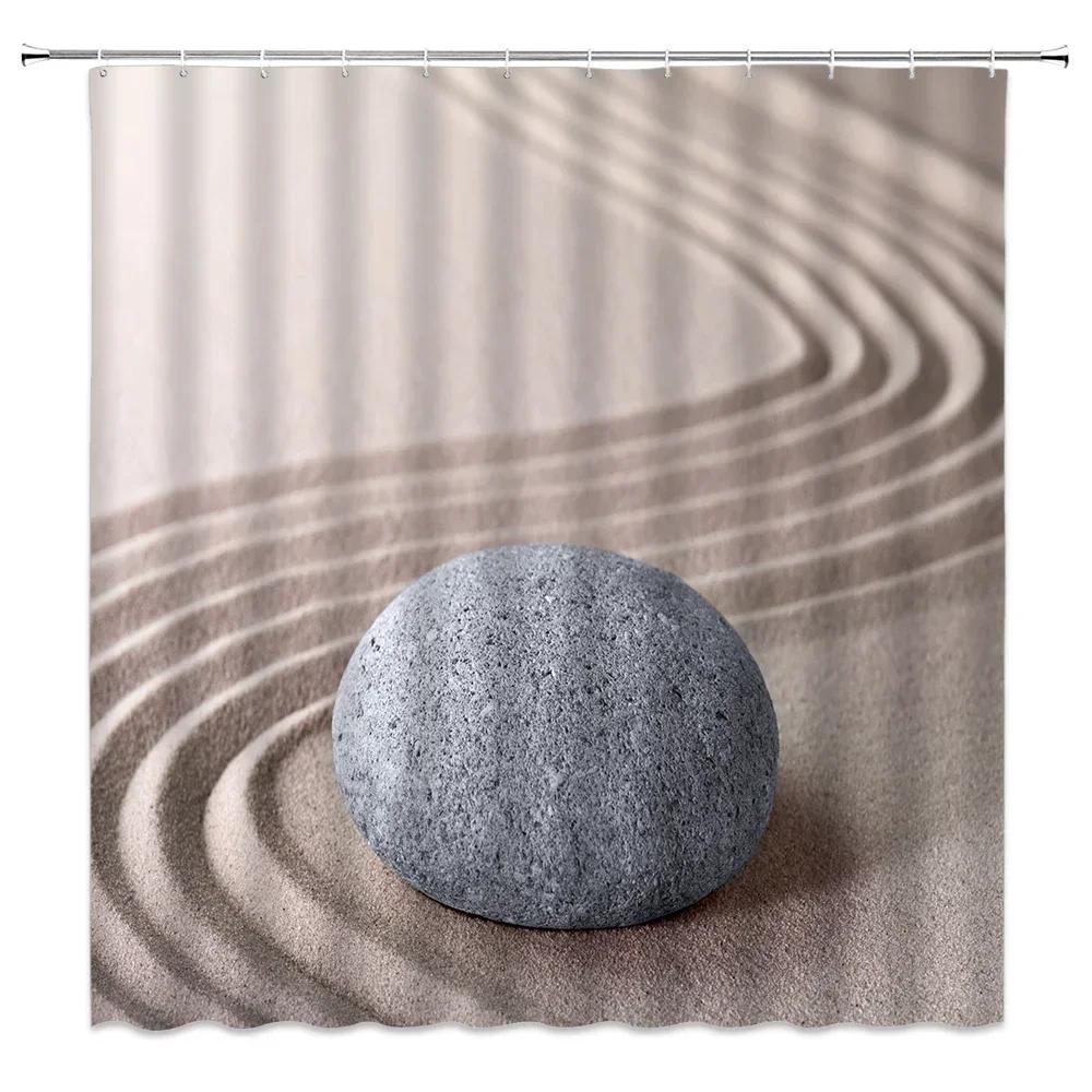 Stones And White Lotus In Water Shower Curtain Zen SPA White Bathroom Waterproof Extra Long Polyester Fabric for Bathtub Decor
