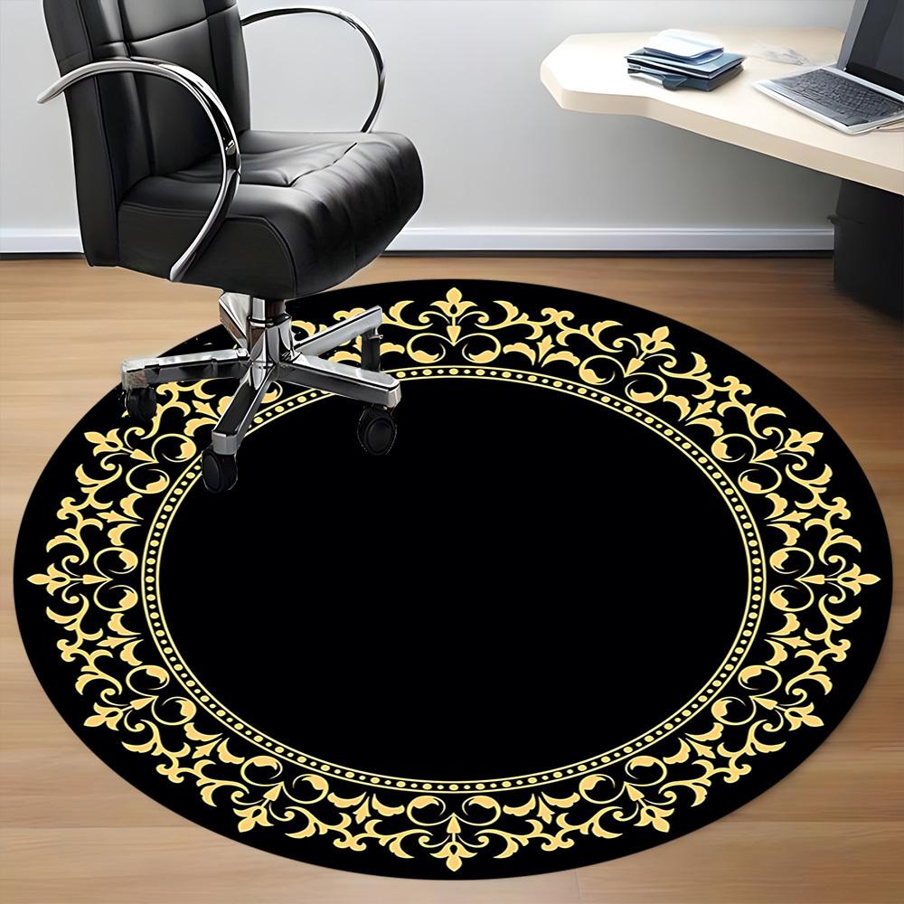 1pc Ornate Circle Chair Carpet for Office, Soft Comfortable Mat For Office, Living Room, Bedroom, Machine Washable Carpet yy251112126