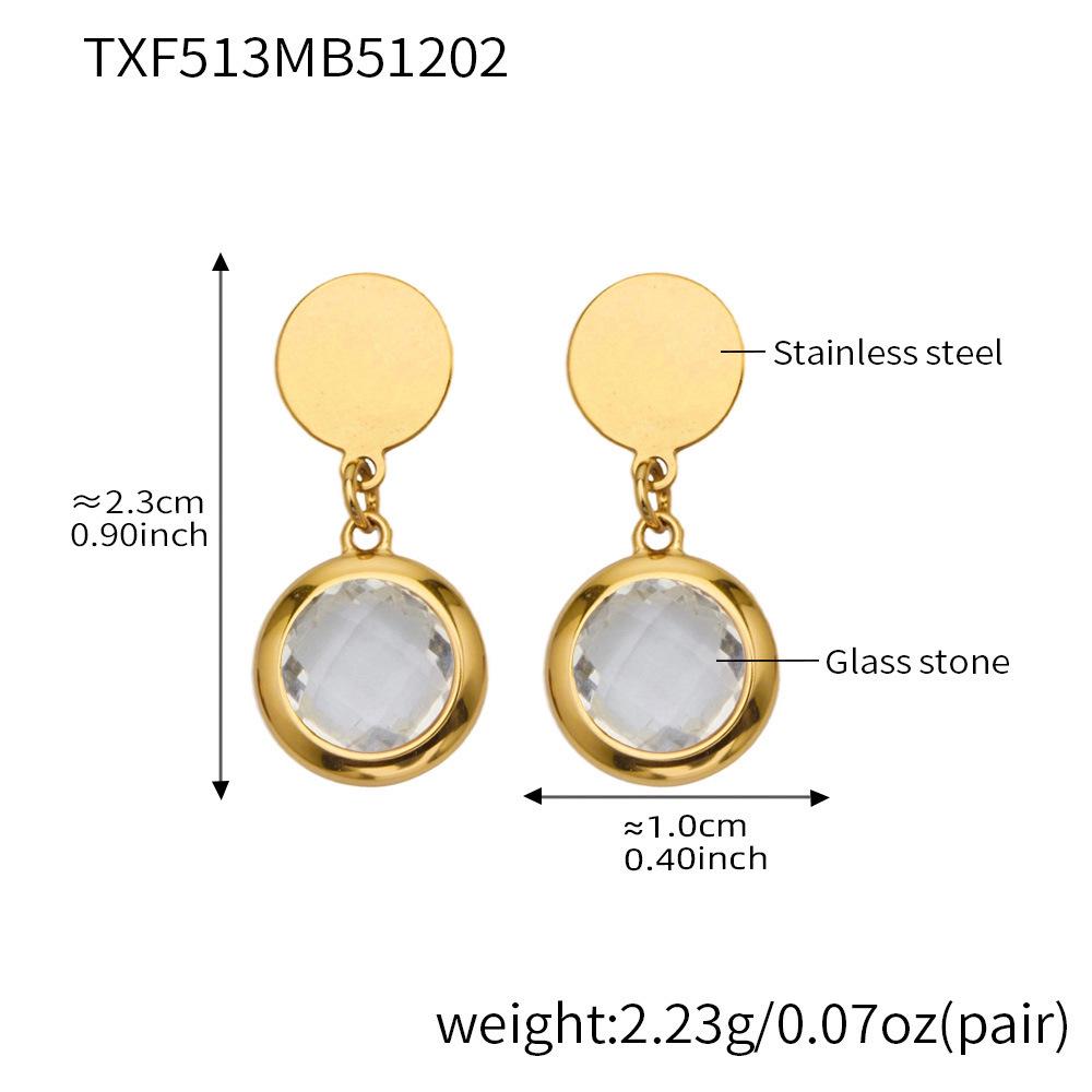 Round Faceted Glass Stone Jewelry Set - Necklace, Earrings, Bracelet - European American Fashion Design