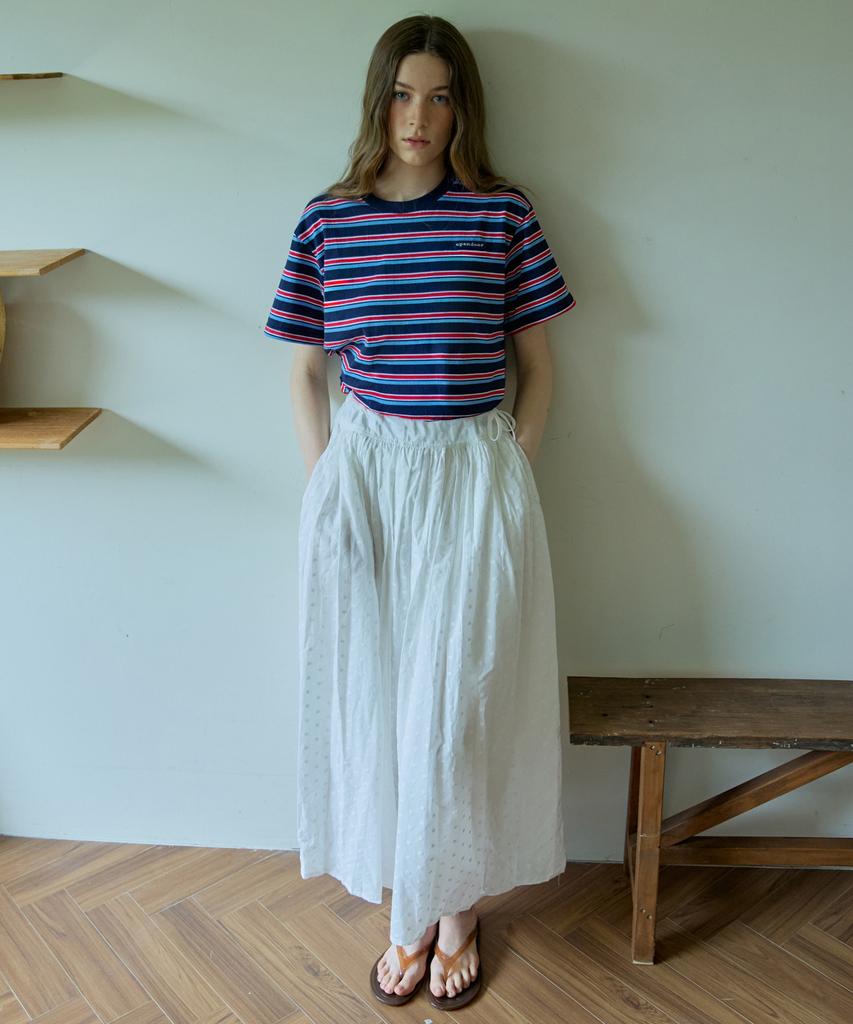 Opeundoeoseutyudio Resort Shirred Cotton Long Skirt Ivory