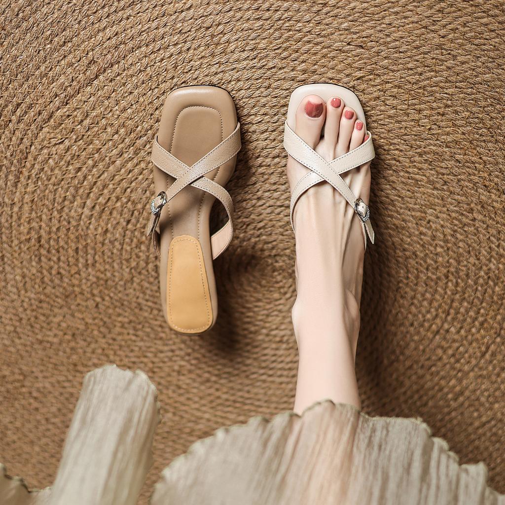 Stepping On Shit Open-toed Stiletto Half-drag Sandals for Women's 2025 Summer New Models with Skirts, Cool Slippers, and Outer Wear
