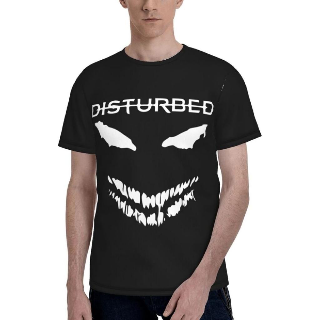 JOISOMI Herren T-Shirt Disturbed Band Herren Rundhals Kurzarm T-Shirt Mode Lässig Leichtes Trainingsshirt
