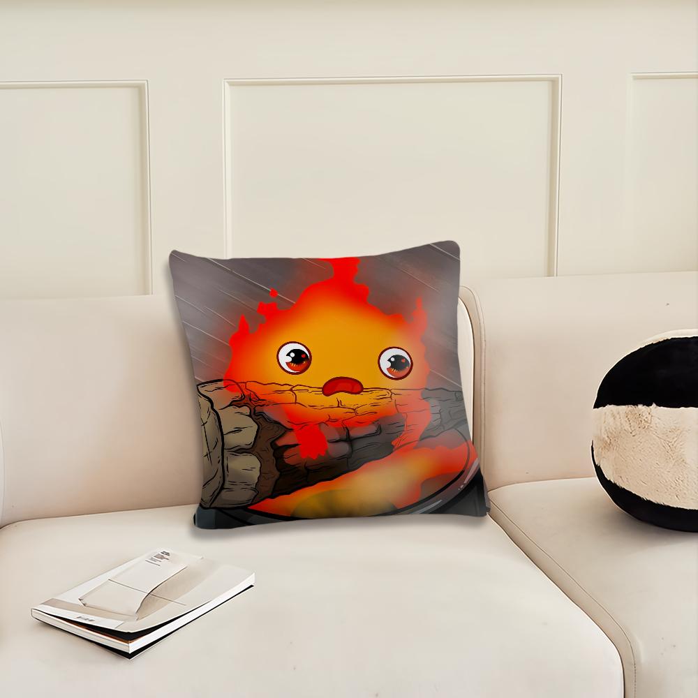 Anime Calcifer H-Howl's M-Κινούμενο Κάστρο κάλυμμα μαξιλαριού Σαλόνι Κεφαλάρι Κρεβατιού Γραφείο Υπνοδωμάτιο Μαξιλάρι Καναπές Ώρα για Υπνάκο Θήκη Μαξιλαριού